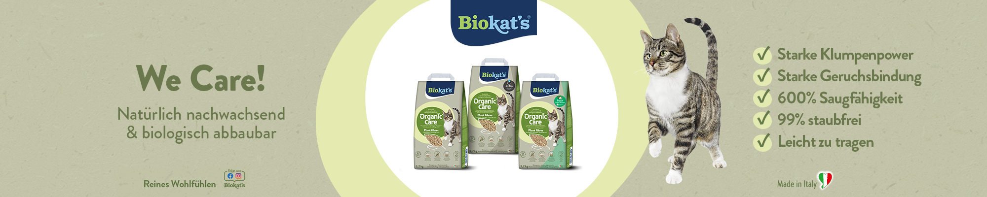 Unsere neue Pflanzenfaser-Katzenstreu ist da – Biokat's Organic Care Plant fibres: WE CARE. | GIMBORN